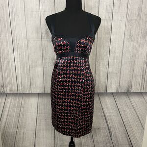 Laundry by Design Size 6 Multicolor Polka Dot Beaded 100% Silk Mini Dress